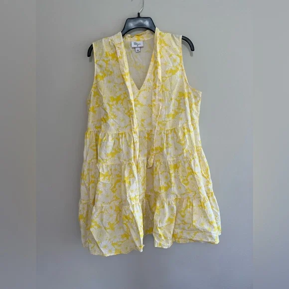 Lisa Marie Fernandez X Target Floral Yellow Cotton Tiered Dress Neck Tie, L - Picture 2 of 9